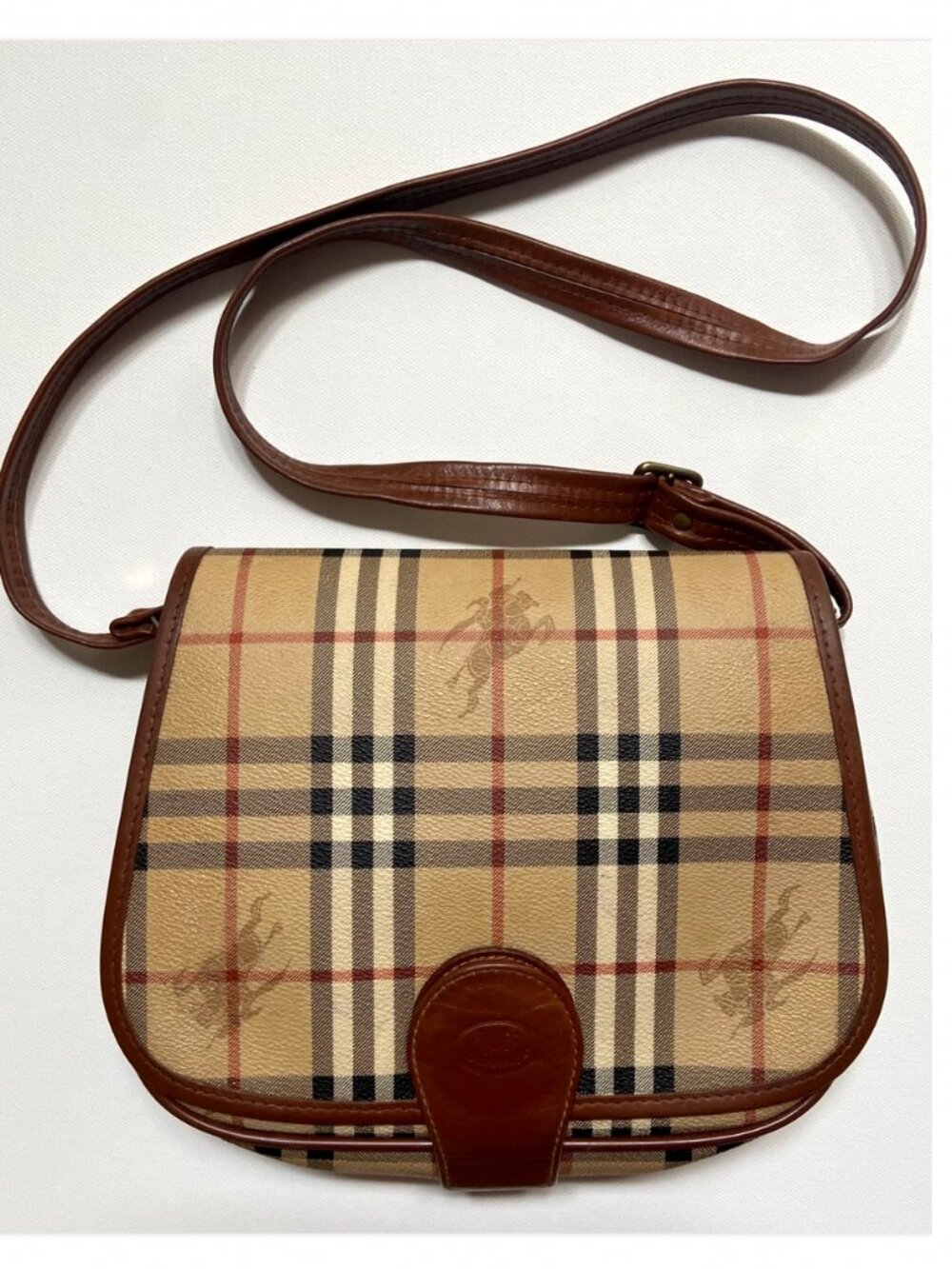 VTG BURBERRYs Crossbody Shoulder Bag Haymarket Plaid Check Made in England